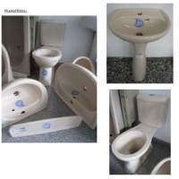 12. BATHROOM-SET KERAMAG in cream-color incl. washbasin + Combination WC + water-tank + shelf + pedestal