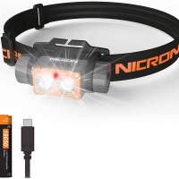 NICRON H25 LED hoofdlamp USB oplaadbaar Super heldere hoofdlamp met rood licht 180° verstelbaar Lichtgewicht hoofdlamp 1500 lume