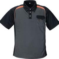 Polo shirt size M dark grey/black/orange 50%PES/50%CoolDry with breast pocket