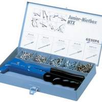 Blind rivet set with pliers NTX 2.4-5mm 350 pieces Size 275x145x40mm GESIPA in tin case