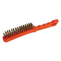 Brass wire brush with plastic handle, 4 rows
