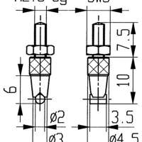 Measuring insert D.2mm cylinder horizontal HM thread M2.5 for dial gauges