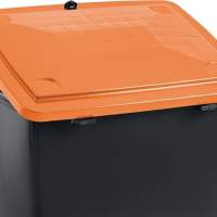 Transport container 400l with orange lid L 945 x W 725 x H 930 mm