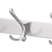 Hat hook rail 5 hooks, projection 96 mm, light metal, silver-colored