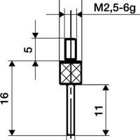 Measuring insert D.1.5mm L.50mm pin steel thread M2.5 for dial gauges