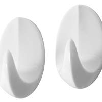 Handtuchhaken oval groß weiß, 5x2= 10 Stück