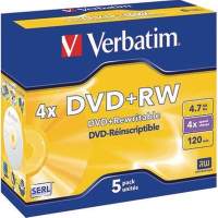 Verbatim DVD+RW 4x 4.7GB 120Min. Jewel case 5 pcs/pack.