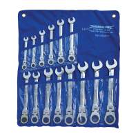 Combination ratchet wrench with joint, 14 pcs. Set, 8-24mm
