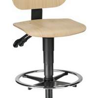 Unitec swivel work chair with glides and beech foot ring Seat H.580-850mm BIMOS