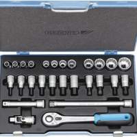 Socket wrench set 27 pieces CV. 1/2 inch 4KT