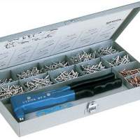Blind rivet set with pliers NTX 2.4-5mm 950 pcs. Size 340x205x40mm GESIPA in tin case