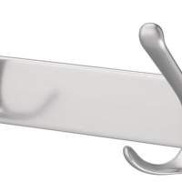 Hat hook rail 2 hooks, projection 96mm, light metal, silver-colored