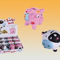 Ceramic money box ''Cow & Pig'', 1 pair