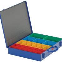 Assortment box on sheet metal 23 loose inserts red/yellow/blue/green 440x330x66mm