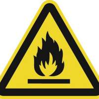 Sign flammable substances 200x200mm triangular Ku.ASR A1.3 DIN EN ISO 7010