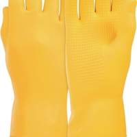 Household gloves Super 701 size 7 yellow natural latex, velorized 10 pairs