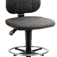 BIMOS swivel work chair, floor glides, foot ring, gray fabric upholstery, 580-850mm