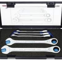 Combination ratchet wrench set, 5 pieces, in plastic case, 8 10 13 17 19
