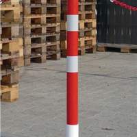 Barrier post PP red/white D.63xH.1000mm z. Set up with eyelet
