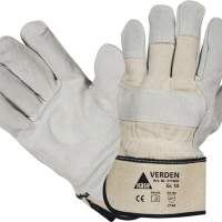Gloves Verden size 10 grey/nature cow split leather EN 388 cat. II rabbit, 12 pieces