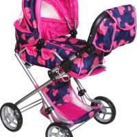 Amia doll's pram with bag, height adjustable