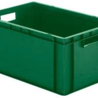 Transport stacking box green L600xW400xH270mm walls/bottom closed PP