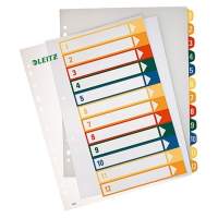 Leitz register 12940000 DIN A4 1-12 full height PP colored/transparent