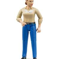 Woman with fair skin and blue pants