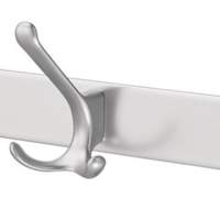 Hat hook rail 3 hooks projection 96 mm light metal silver