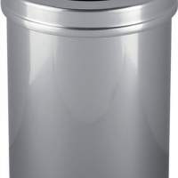 Waste bin D.260xH357 steelb.15l silver with flame extinguishing head self-extinguishing