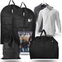 Premium Kleidersack Set - Kleidersäcke & Kleiderhüllen - Reise Kit für Anzug & Hemd - Clothes bag schwarz