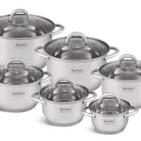 Edenberg Cookware Set - Stainless Steel - 12 pieces - Equipped with 5-Layer Bottom!