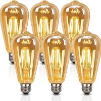 Edison Vintage Glühbirnen mit E27 Lampenfassung und dimmbarer, 6W LED-Tech- 6Stk