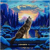 Crystal Art Canvas Howling Wolves 30x30 cm