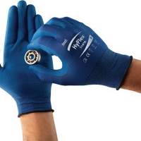 Gloves EN388 Kat.II HyFlex 11-818 Gr. 9 nylon with nitrile foam blue, 12 pairs
