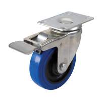 Swivel castor, lockable, 100 mm, 140 kg, blue