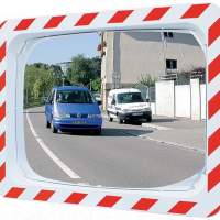 Traffic mirror H600xW800mm Ku.rot/weiß with holder inside/outside