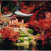 Crystal Art Canvas Japanese Temple 40x50 cm